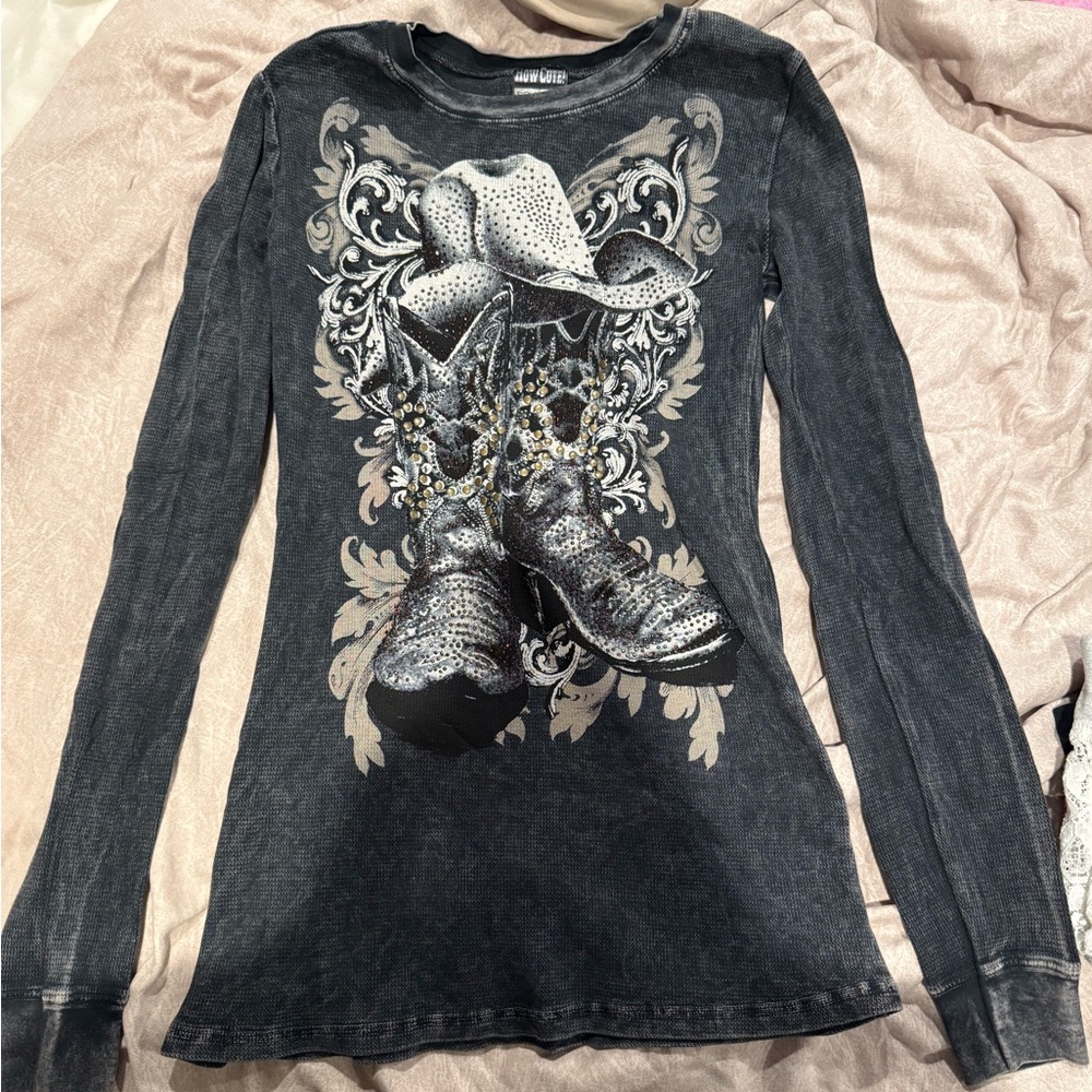 Women’s Long Sleeve Top with Western Design